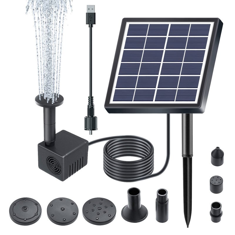 Lewisia Solar Bird Bath Fountain Pump USB Charging + Solar Powered Water Pump for Birdbath Small Pond Garden Decoration - Image 1